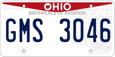 OH license plate GMS3046