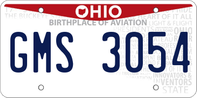 OH license plate GMS3054