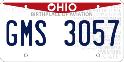 OH license plate GMS3057