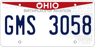 OH license plate GMS3058