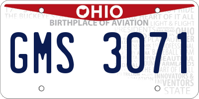 OH license plate GMS3071