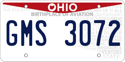 OH license plate GMS3072