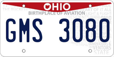 OH license plate GMS3080