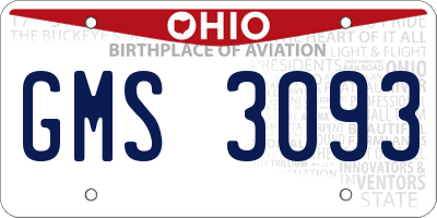 OH license plate GMS3093