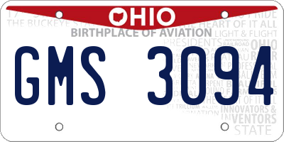 OH license plate GMS3094