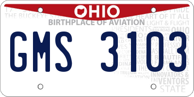 OH license plate GMS3103