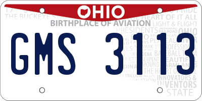 OH license plate GMS3113