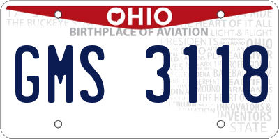 OH license plate GMS3118