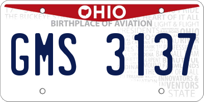 OH license plate GMS3137