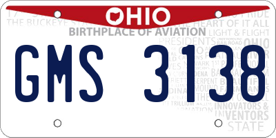 OH license plate GMS3138