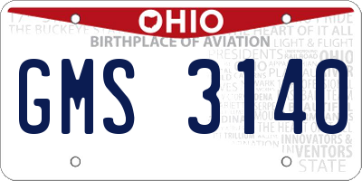 OH license plate GMS3140