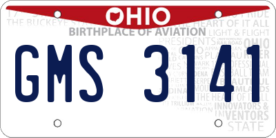 OH license plate GMS3141