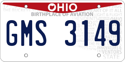 OH license plate GMS3149