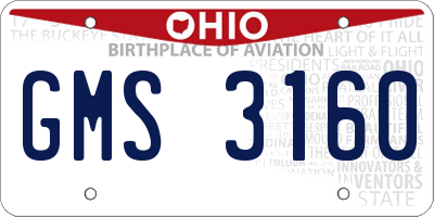 OH license plate GMS3160