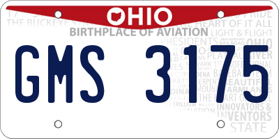 OH license plate GMS3175
