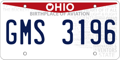 OH license plate GMS3196