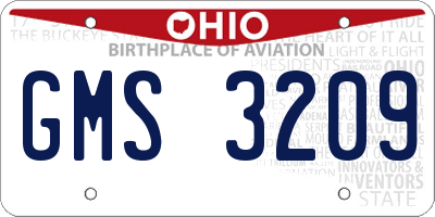 OH license plate GMS3209