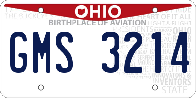 OH license plate GMS3214
