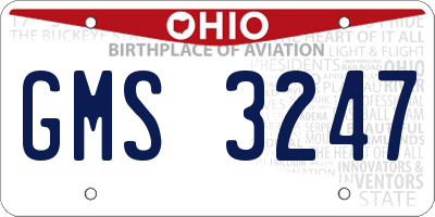 OH license plate GMS3247