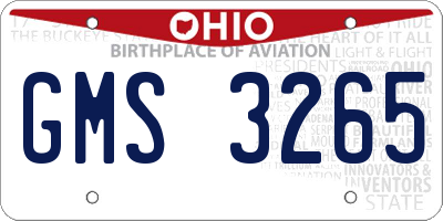 OH license plate GMS3265