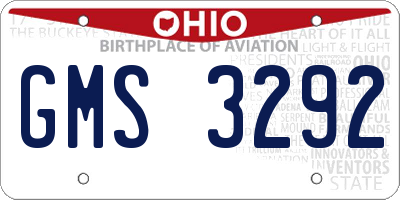 OH license plate GMS3292