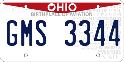 OH license plate GMS3344