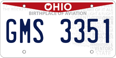 OH license plate GMS3351