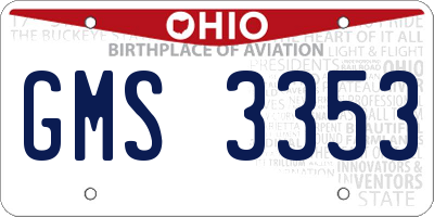 OH license plate GMS3353