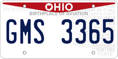 OH license plate GMS3365