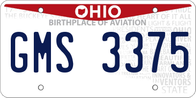 OH license plate GMS3375