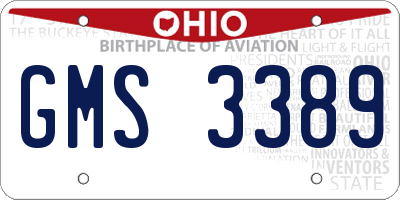 OH license plate GMS3389