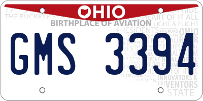 OH license plate GMS3394