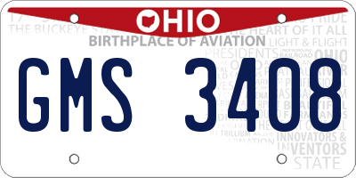 OH license plate GMS3408
