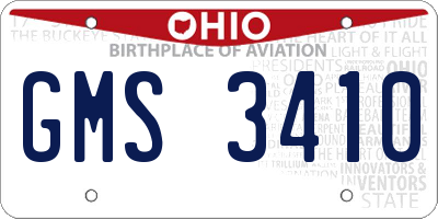 OH license plate GMS3410