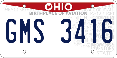 OH license plate GMS3416