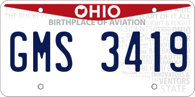 OH license plate GMS3419