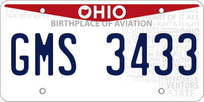 OH license plate GMS3433