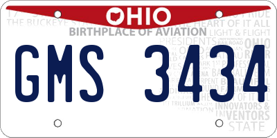 OH license plate GMS3434