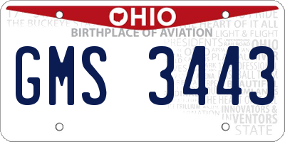 OH license plate GMS3443