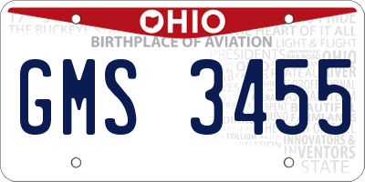 OH license plate GMS3455