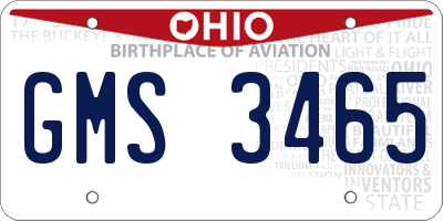 OH license plate GMS3465