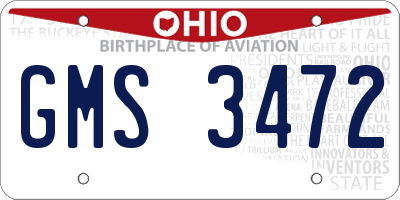 OH license plate GMS3472