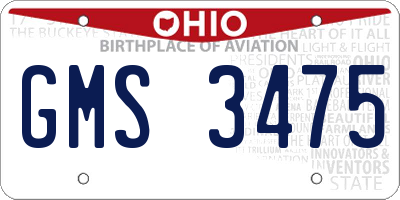 OH license plate GMS3475