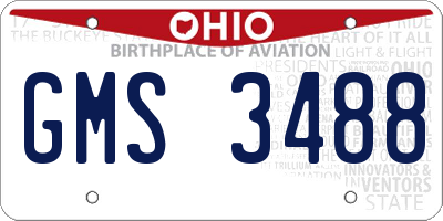 OH license plate GMS3488