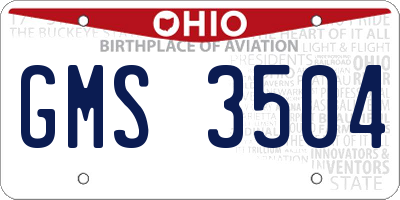 OH license plate GMS3504