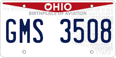 OH license plate GMS3508