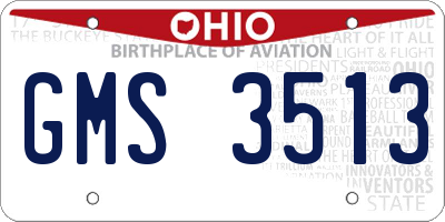 OH license plate GMS3513