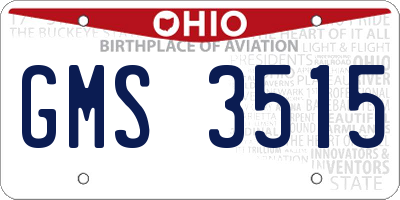 OH license plate GMS3515
