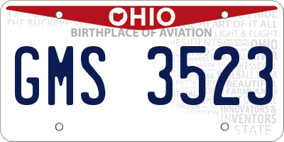 OH license plate GMS3523