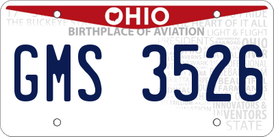 OH license plate GMS3526